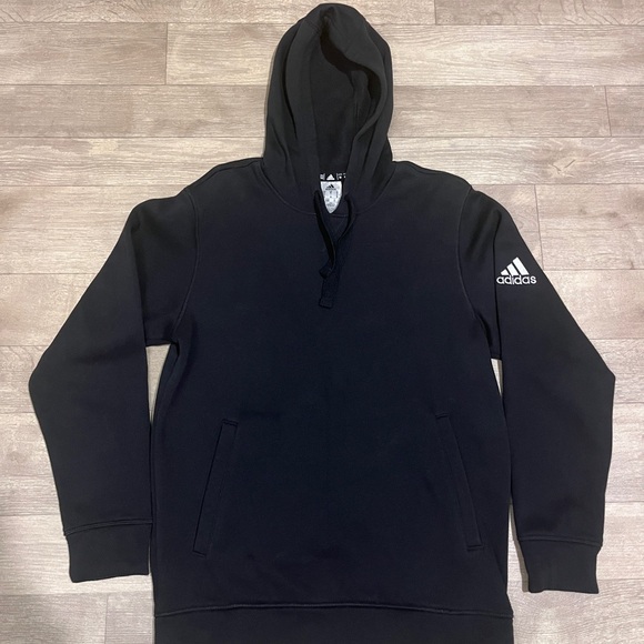 adidas Mens Fleece Hooded Sweatshirt Black Size M - Picture 1 of 7